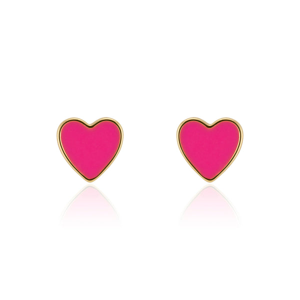 Enamel Heart Studs (variety): Light pink