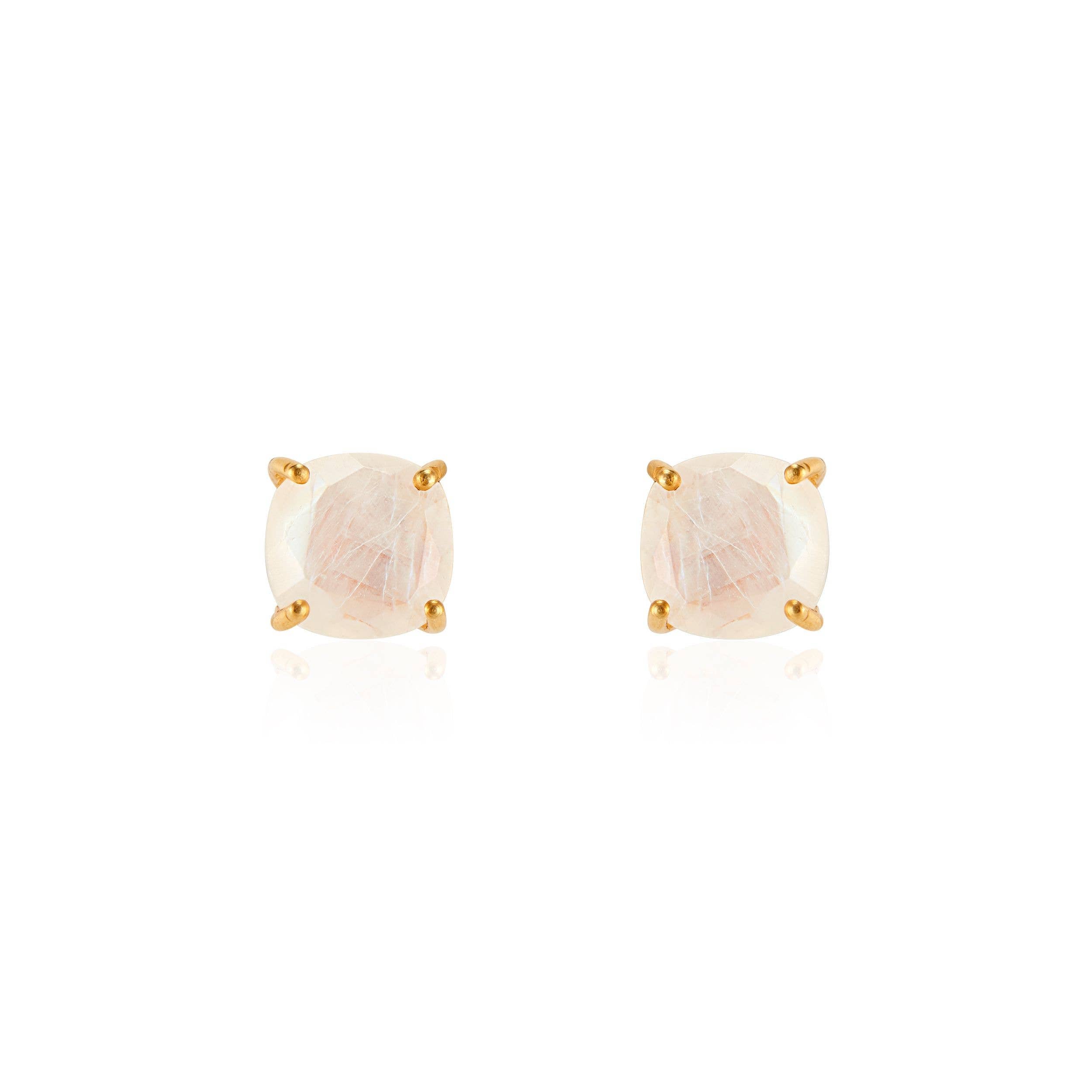 Emmy Studs | Rainbow Moonstone