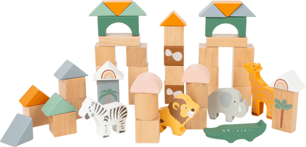 Pastel Building Blocks Safari Theme 50 Piece Play