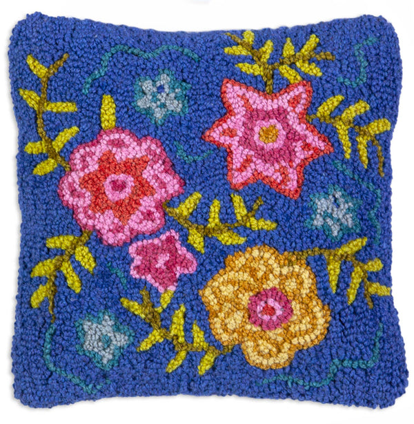Chandler 4 Corners - Spring Flower 14"x14" Hooked Wool Pillow