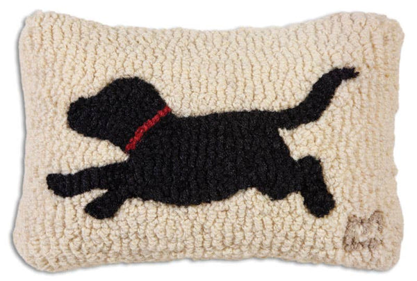 Running Black Dog Pillow