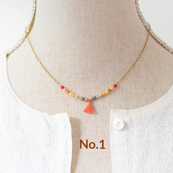 Dainty Tassel Necklace Coral