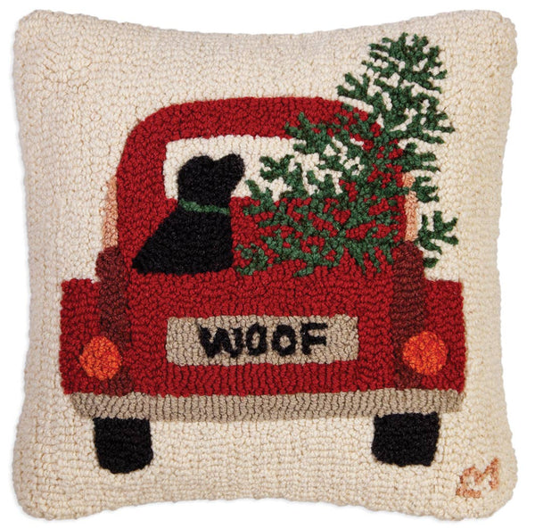 Truck Tree Lab 18"x18" Wool Pillow