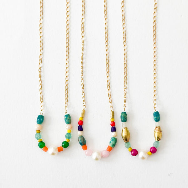 Nest Pretty Things - Dainty Turquoise and Pearl Necklace