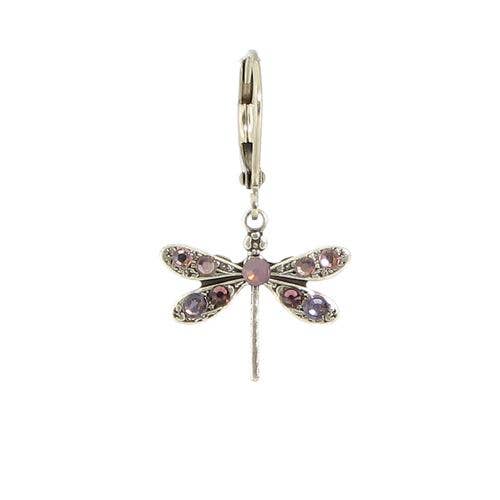 Crystal Dragonfly Earring - Pink/Purple