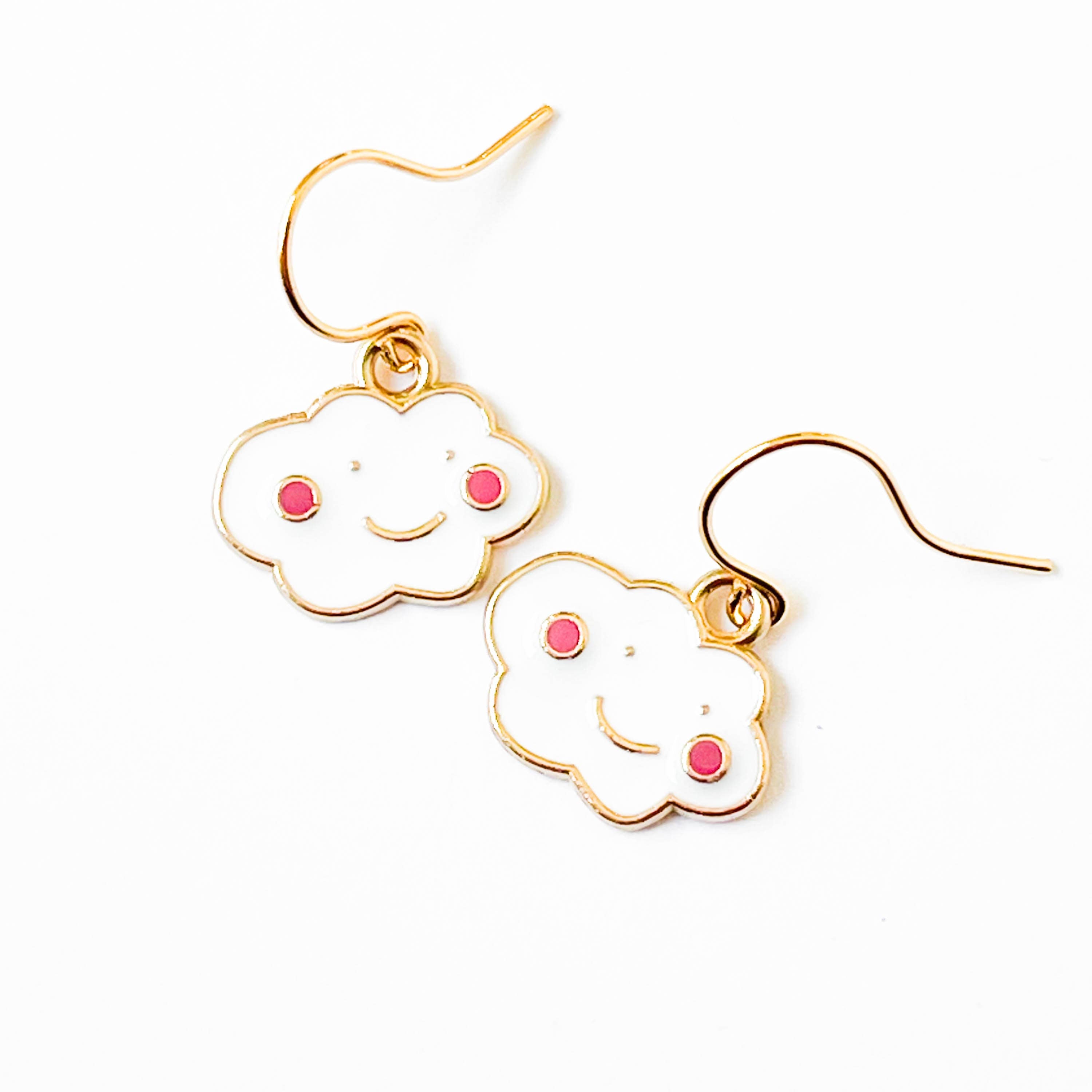 Kids Tiny Cute Charm Earrings and Clip-Ons Stocking stuffers: White Cloud / Clip-Ons