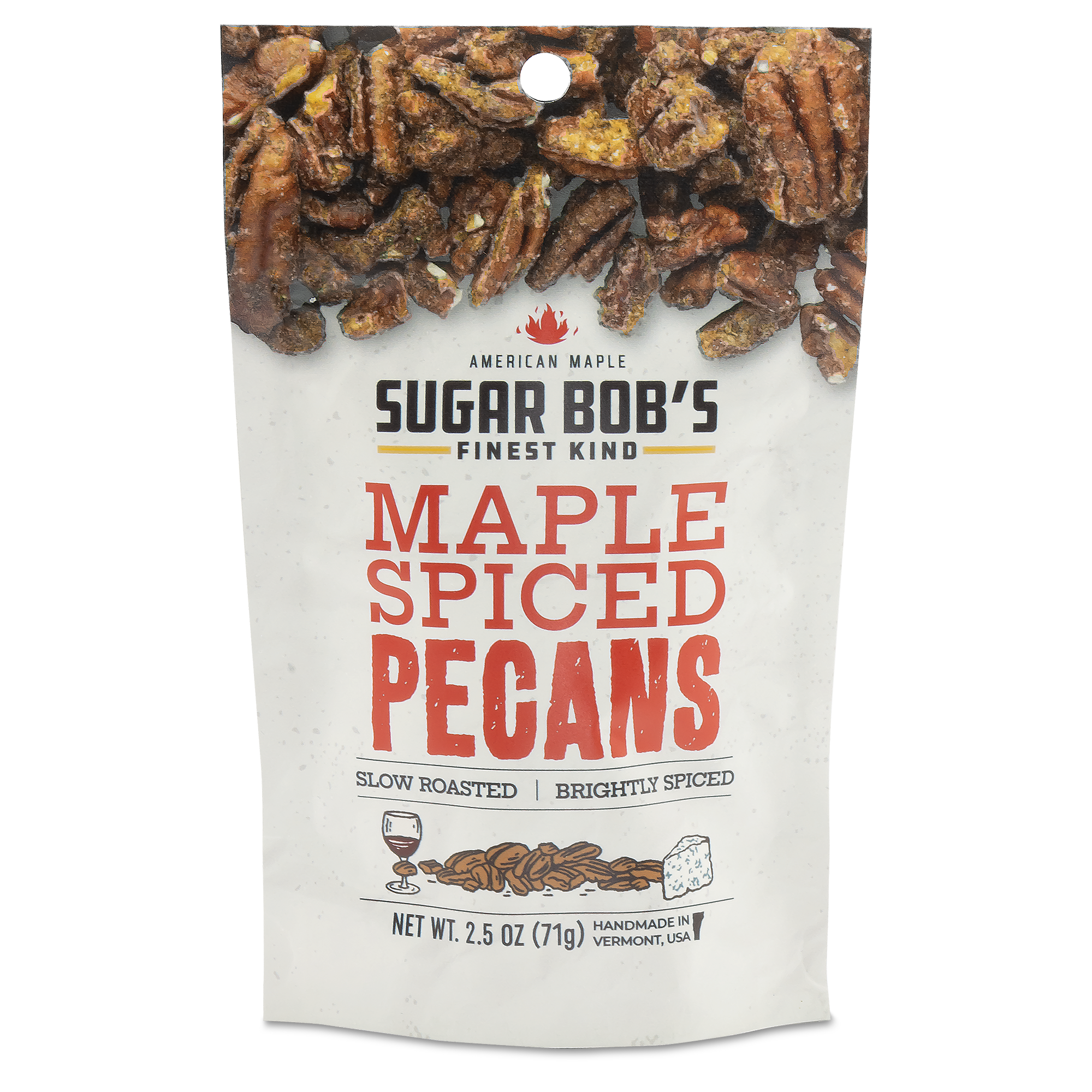 Sugar Bob's Finest Kind - Maple Spiced Pecans 2.5oz Resealable Pouch
