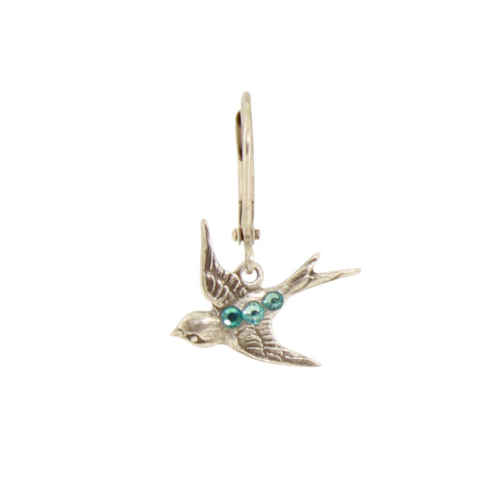 Crystal Bird Earring- Teal