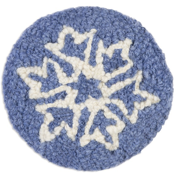 Blue Icy Flake - Hooked Wool Coaster