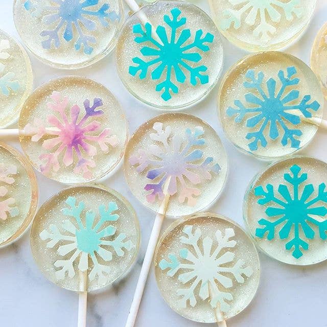 Pastel Snowflake Lollipops, Cotton Candy Flavor,  10/Case