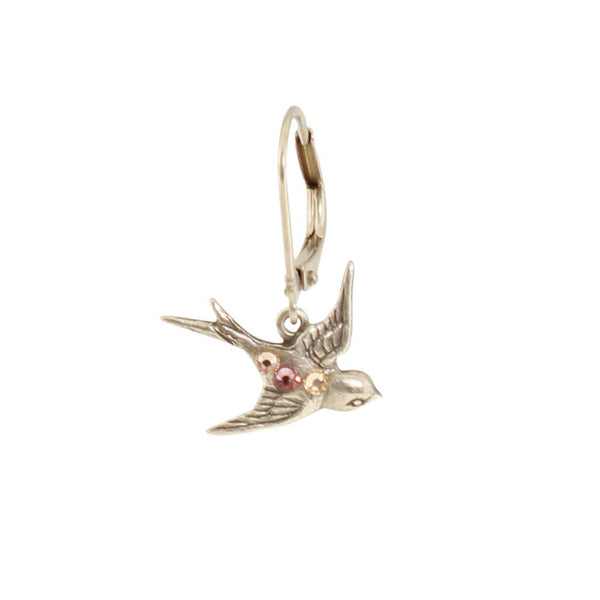 Crystal Bird Earring - Pink/Champagne