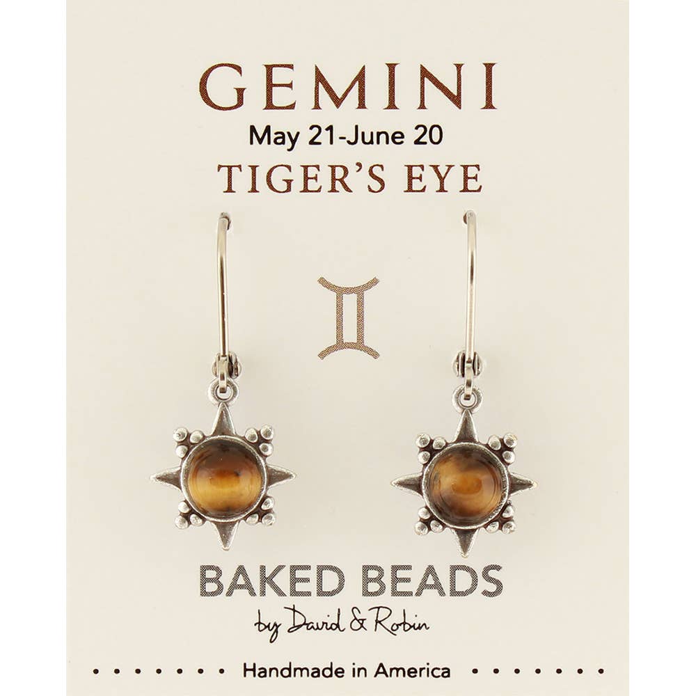 Zodiacstone Natural Stone Earring - Gemini/Tiger’s Eye