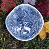 Clay Fossils - Handmade Pottery, Deer family in blue, soap dish