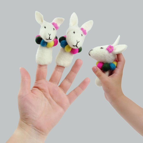 The Winding Road - Felt Finger Puppets  - Llama Set of 6