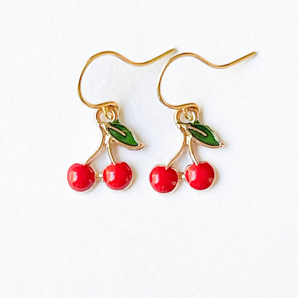 Nest Pretty Things - Kids Tiny Cute Red Cherry Earrings and Clip-Ons