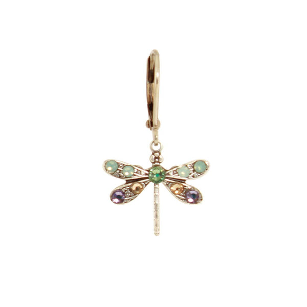 Crystal Dragonfly Earring - Green/Purple