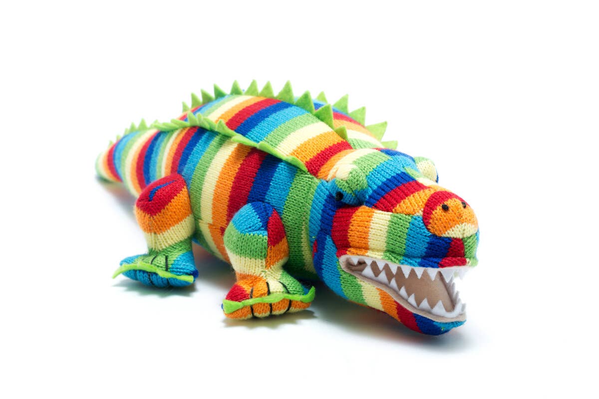 Bright Knitted Crocodile Plush Toy