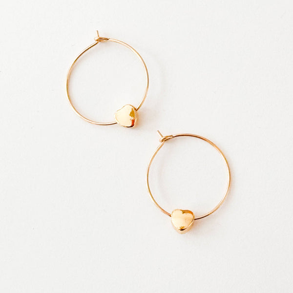 Nest Pretty Things - Mini Heart Gold Filled Hoops