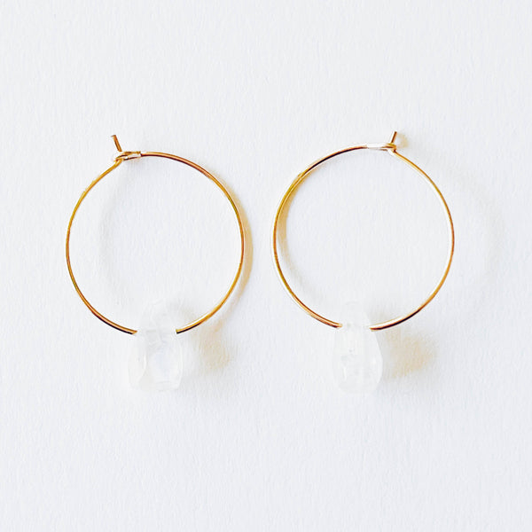 Nest Pretty Things - Gold-Filled Hoops with Moonstones