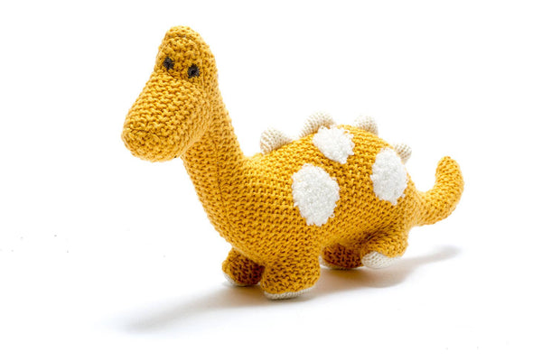 Large Mustard Organic Cotton Diplodocus Dinosaur Plush Toy -