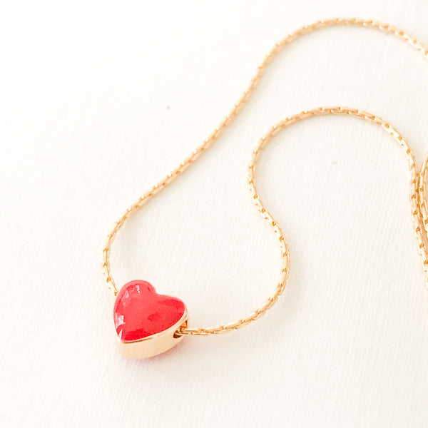 Valentine's Day Tiny Red Heart Necklace